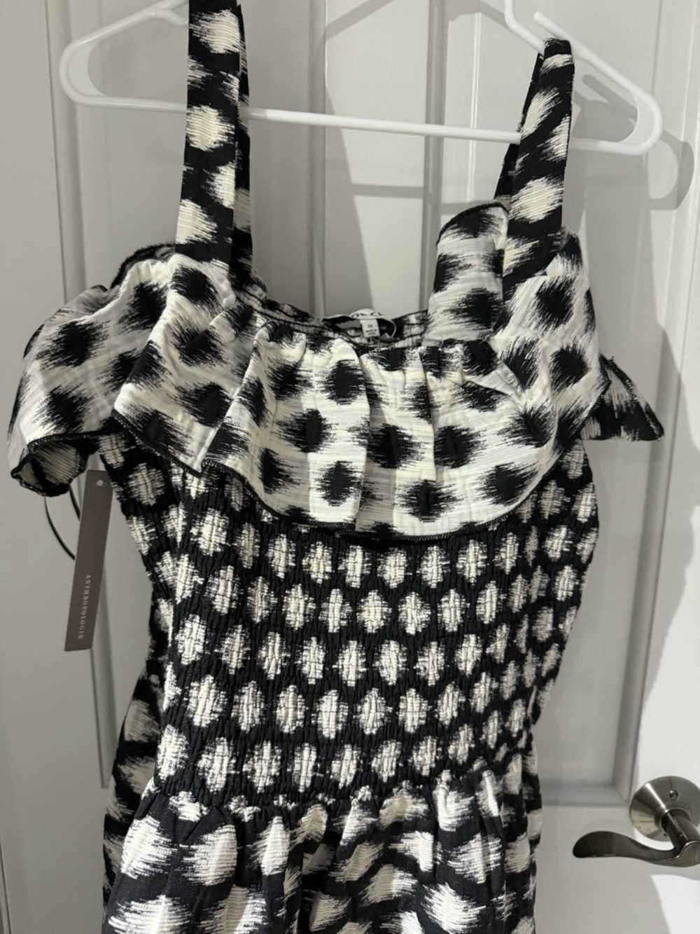 Maude Black and White Smocked Tiered Dress from Anthropologie - Picture 4 of 8